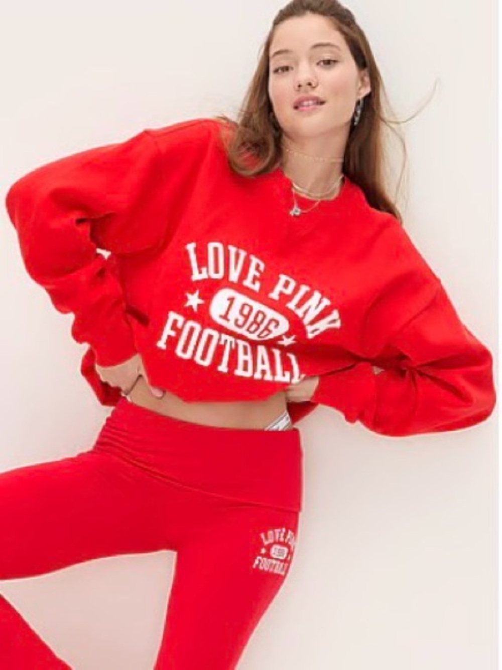 EUC PINK Victoria's Secret Bright Red Crewneck Sweatshirt XXL